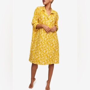 The Sleep Shirt Ochre floral seersucker One size